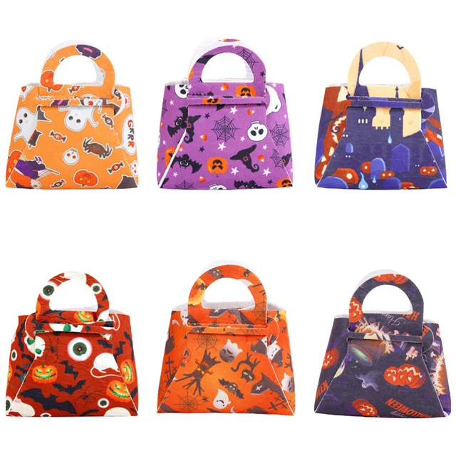 6 pezzi sacchetti dolci Halloween in tessuto non tessuto con maniglie, riutilizzabili