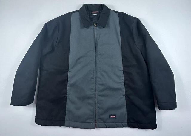 Dickies Canvas Jacket Color block 2XL Black Gray Quilted Lining Full Zip *READ*