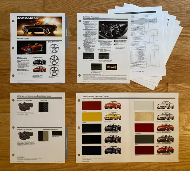2009 PONTIAC SOLSTICE PRODUCT PORTFOLIO Dealer Sales Album PAGES GXP 09