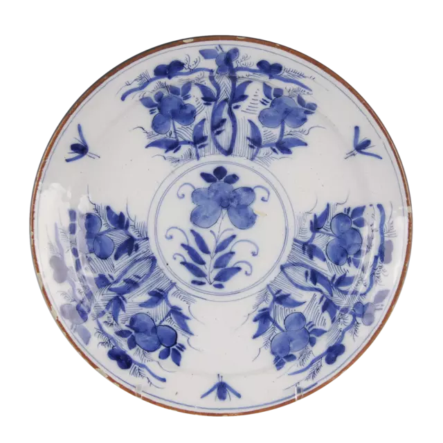 Nice Dutch Delft Blue plate, decoration of  flowers, 18th century.