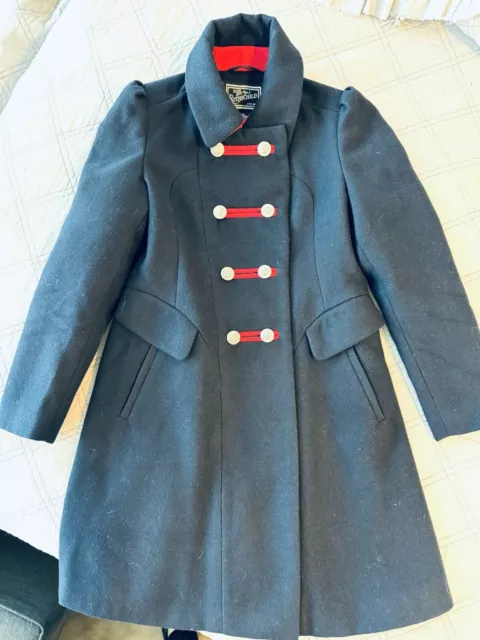 Girl’s ROTHSCHILD NAVY RED POLY BLEND  Double Breasted  Dress Coat-EUC-size 7/8