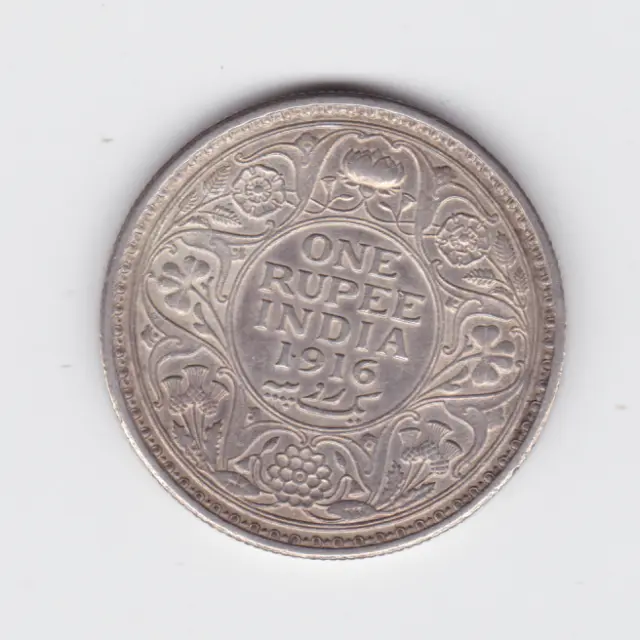 1916 One Rupee Silver Coin India - British George VI R-645