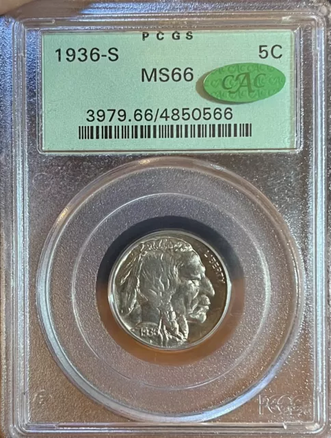 1936-S OGH PCGS/CAC MS66 Buffalo Nickel