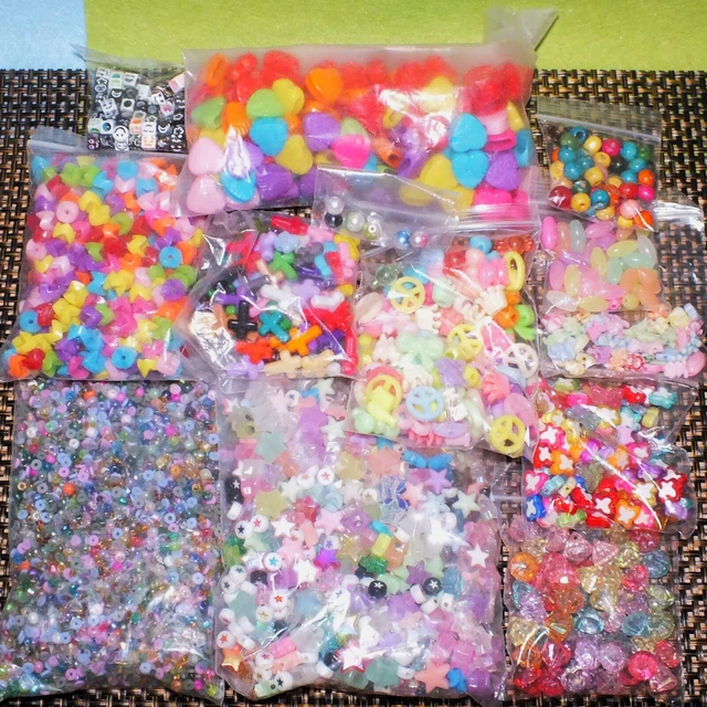 675g beads, RAINBOW mix. Stars, butterflies, hearts etc. Job lot bulk clearance
