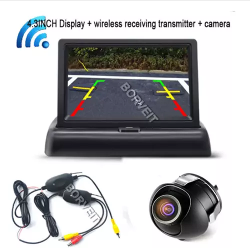 Wireless Car Rear View 360 degre HD Backup Camera Parking System 4.3" Monitor X4