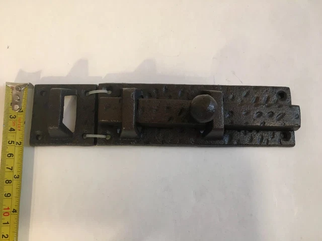 Cast Iron Gate Lock Door Barn Slide Latch Hardware Bolt Large Vtg Style 8.5"x2" 3