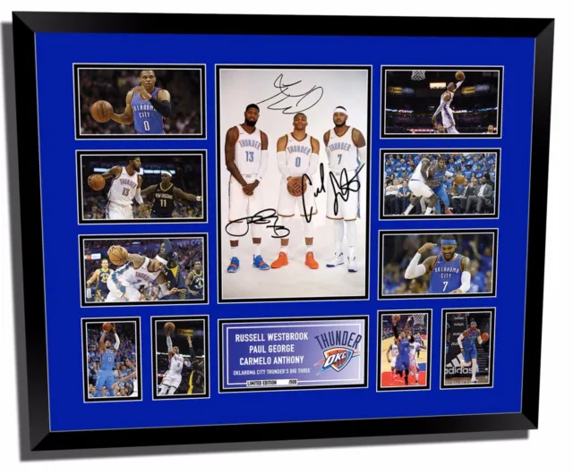 Oklahoma City Thunder 2017 Westbrook George Anthony Signed Le Framed Memorabilia