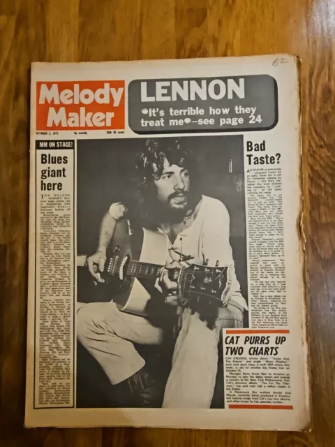 Melody Maker Newspaper October 2nd 1971 Cat Stevens John Lennon Cover