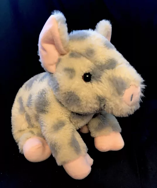 Kellytoy SPOTTED PIG Piglet Baby Gray Pink 9" Plush Sitting Stuffed Animal