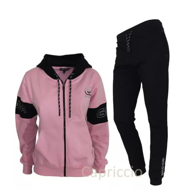 Tuta donna felpa zip cappuccio pantalone GIVOVA completo Tuta da ginnastica rosa