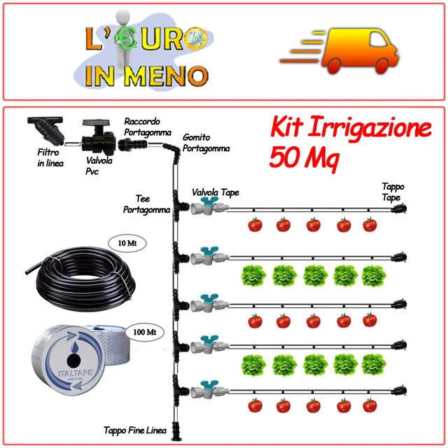 Kit Irrigazione A Goccia A Pettine - Sistema Per 8 Linee Di Piante, Facile Da Montare - Foto 3
