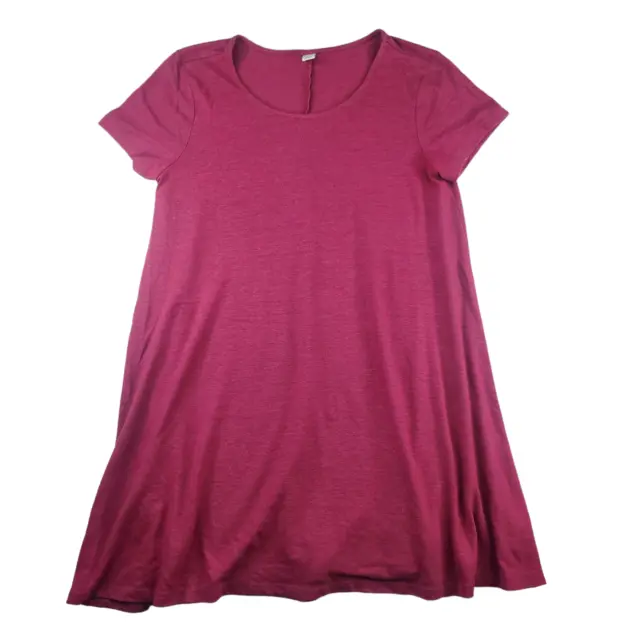 Old Navy Dress Womens Large Pink Berry Purple Wine T Shirt Linen Blend Relaxed