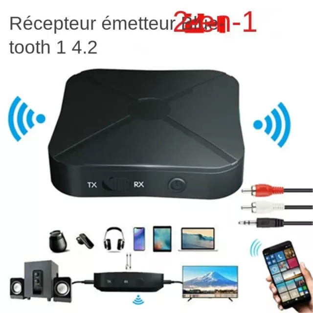 Bluetooth 5.0 Audio Récepteur Émetteur 2 en 1 HIFI adaptateur MP3 RCA AUX Charge