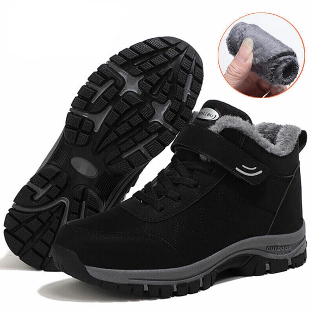 MENS FUR LINED Waterproof Work Shoes Hiking Winter Outdoor Snow Boots