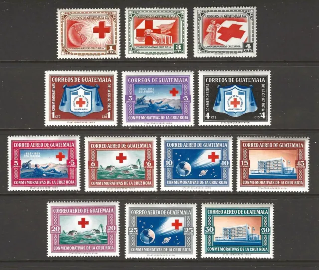 Guatemala 1954-60 Scott 360-62, B9-11, Cb15-21 Red Cross  Issue Complete  Mint