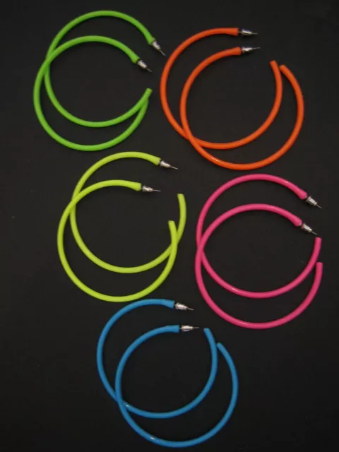 Hoop Earrings Neon 1980's Retro Large Bright Funky Ladies Girls Party Rave Emo