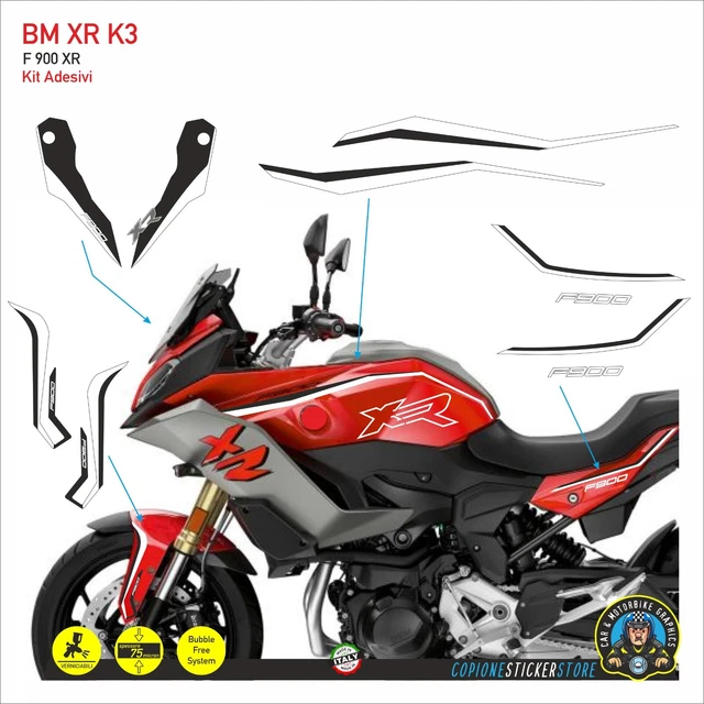 KIT AUTOCOLLANT BMW F 900 XR Côté Réservoir GardeBoue Bec Blanc Et