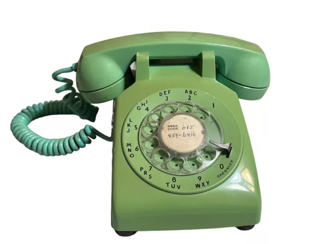 Vtg ITT General Telephone Rotary Dial Desk Phone Green Mint Turquoise Works READ