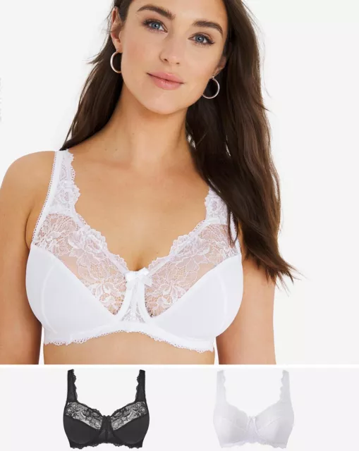 Simply Be + Pretty Secrets Ella Lace 2 Pack Padded Plunge Wired Bras