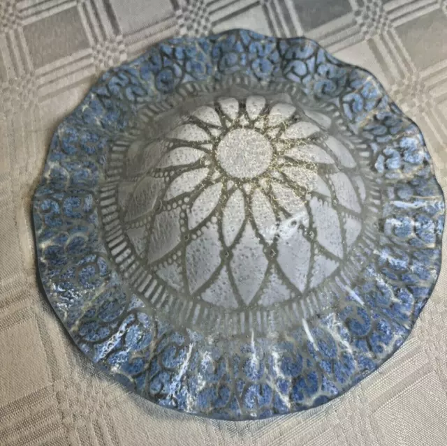 Sydenstricker Blue Lotus Mandala Fused Glass Bowl 3