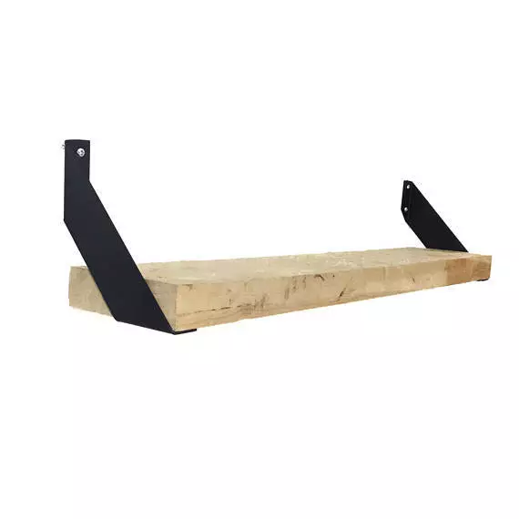 FREE SHIPPING - Set of 2, Bent Metal Industrial Angle Shelf Brackets Flat Black