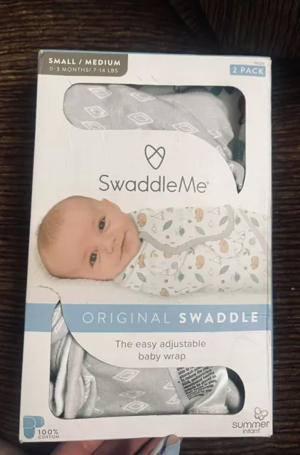 Summer Infant Swaddle Me Baby Swaddle 2 Pack Wrap Size S/M 0-3 Months 7-14 Lbs