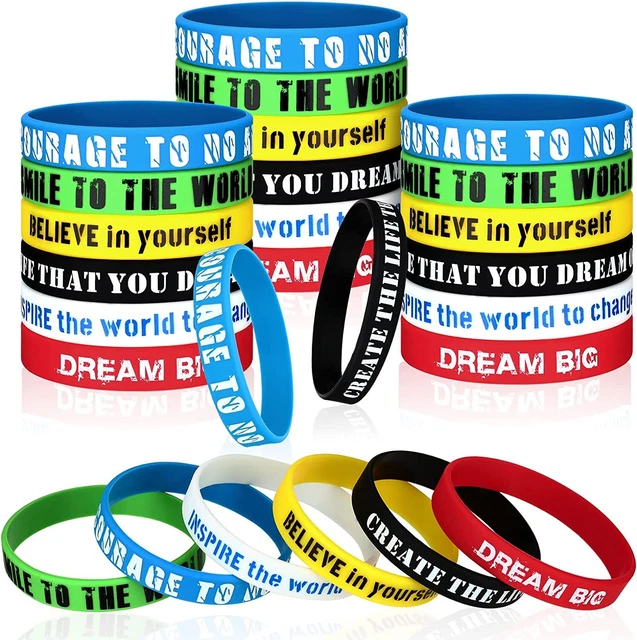 48 Pieces Silicone Bracelets Inspirational Silicone Wristbands (Assorted Color)