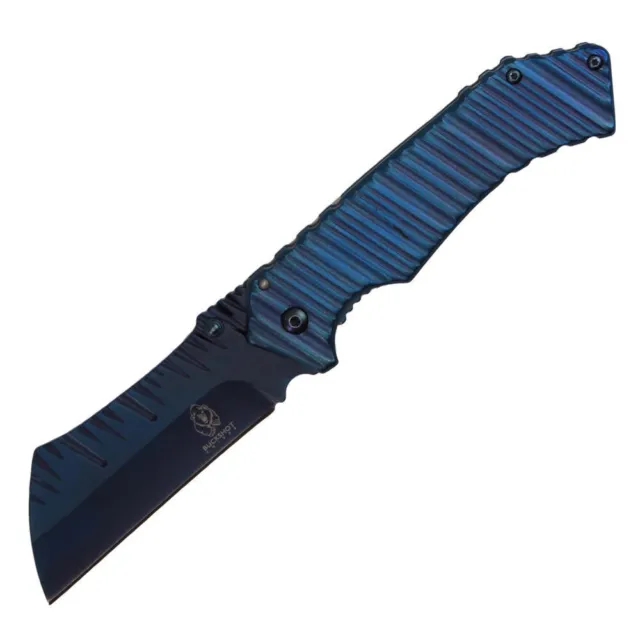 Spring-Assist Folding Knife | Buckshot 3.25" Wharncliffe Blade Blue Tactical EDC