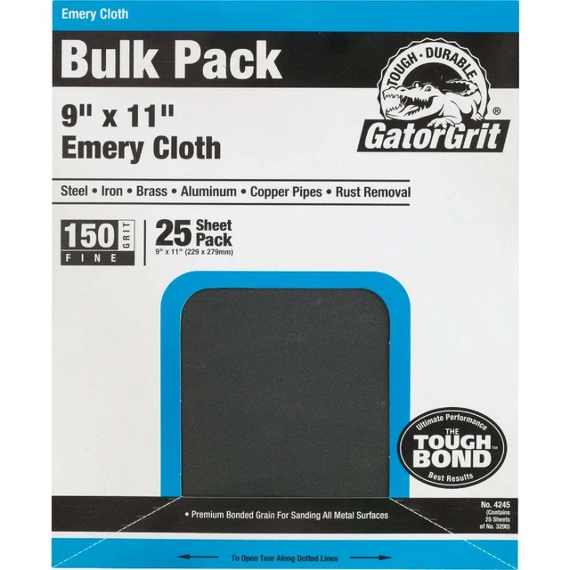 Gator 9 In. W. x 11 In. L. 150 Grit Emery Cloth (25-pack) 4245 Pack of 10 Gator