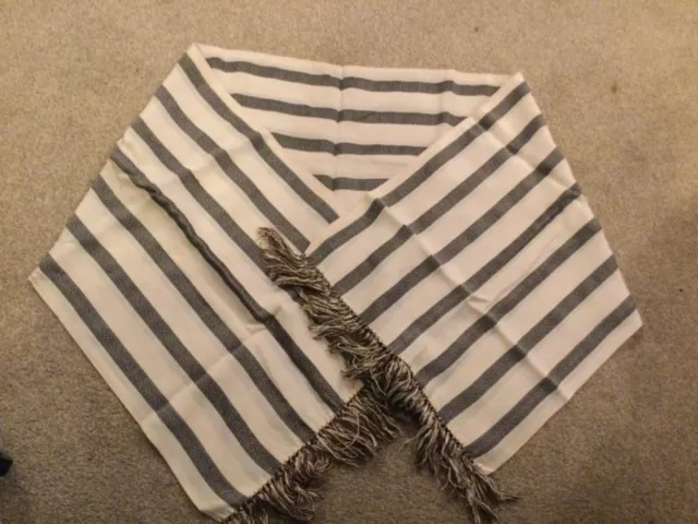 Long silk ? Scarf double sided, with tassels, poss vtg UNISEX