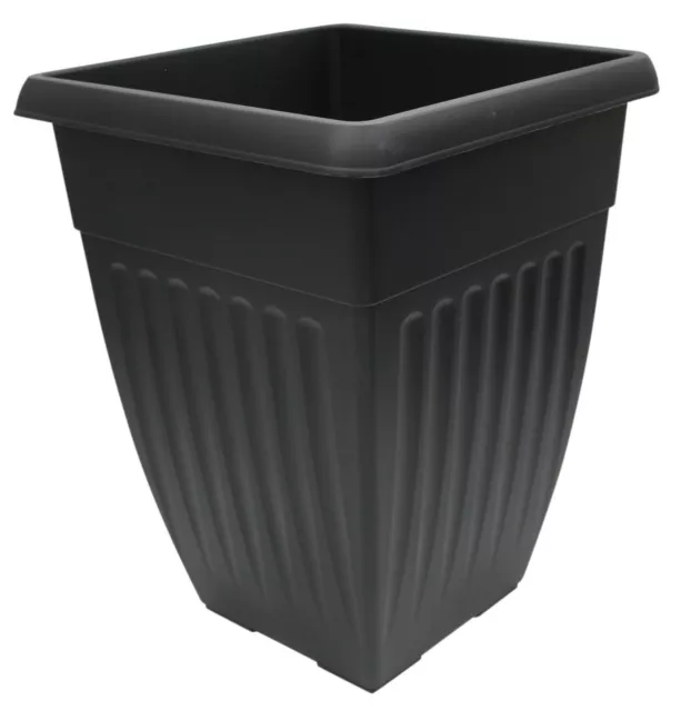 42cm Grand Carré Plastique Plante Pot Fleur Plante Noir Ondulé Modèle