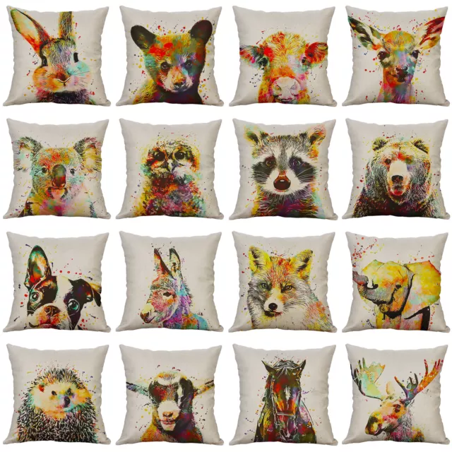 Pillow Covers18x18 Watercolour Animals Design Throw Pillow Case Cushion for Sofa