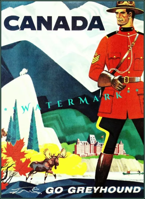 290071 Canada 1960 Go Greyhound Travel Canadian Mountie POSTER PLAKAT