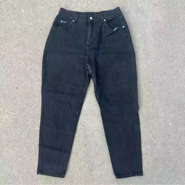 VINTAGE 90S LEE rider Black High Rise Relaxed Fit Mom Jeans 12 Petite ...
