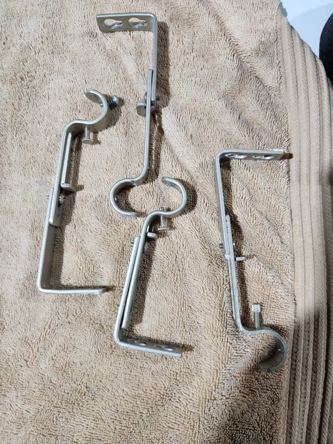 4 Pieces Adjustable Bracket Window Curtain Rod Wall Hook Holder Silver 3-4.5"
