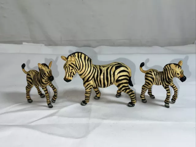 Vintage Safari Ltd Zebras Mare/Mom & Two Foals Lot  Action Figures 1996