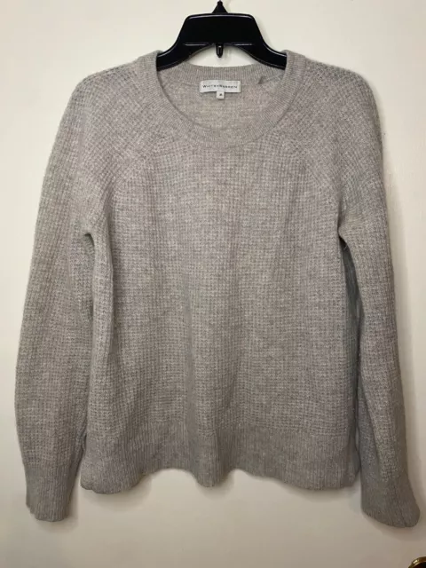 White+Warren 100% Cashmere gray Ribbed Pullover Sweater size Medium
