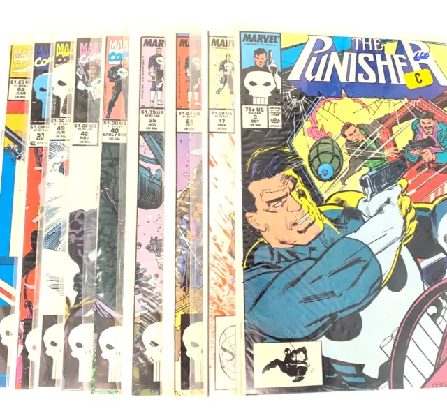 The Punisher # 3, 17, 24, 25, 40, 42, 49, 51, 64 Comic Books Lot Marvel Comics