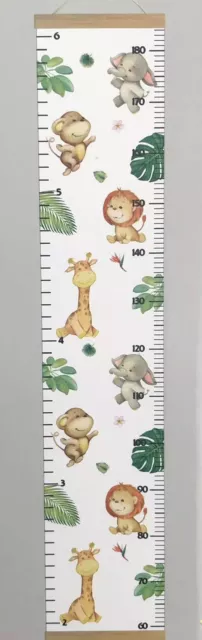 Hanging Growth Chart Height Ruler Measure Zoo Jungle Animals Child Toddler Baby