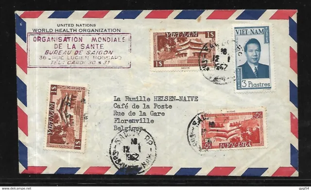 Vietnam Lettre par Avion du 12 01 1952 de l' Organisation Mondiale de la Santé p