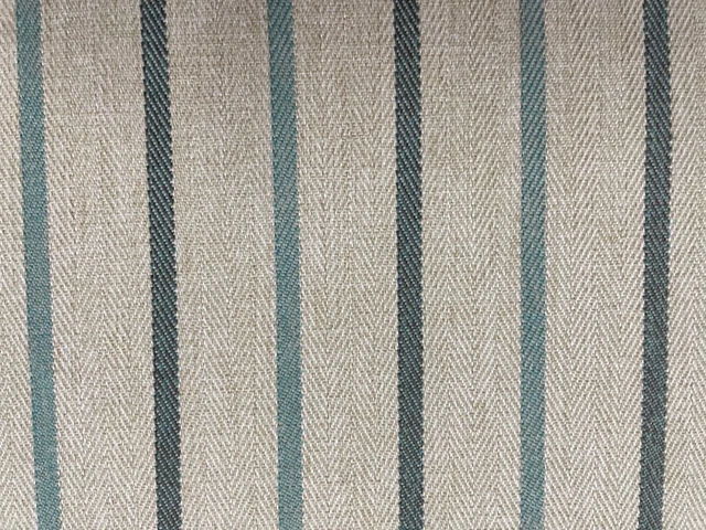 Chivas Oatmeal /Teal Stripe Roman Blind Upholstery Curtain  Sewing Fabric