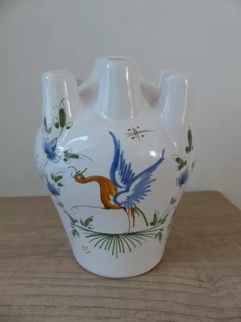 Vase pique-fleurs en faïence Moustiers.Céramique traditionnelle française