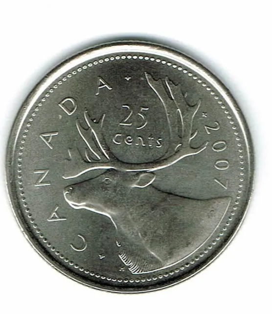 2007 Logo Canadian Brilliant Uncirculated Caribou Twenty Five Cent coin!