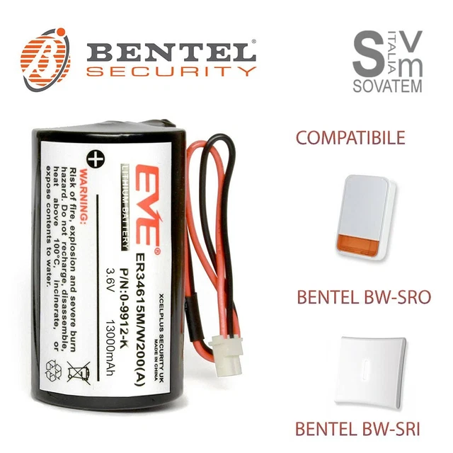 Batteria Tampone Per Sirena Allarme Bentel – Compatibile Con BW-B12K, BW-SRI, BW-SRO