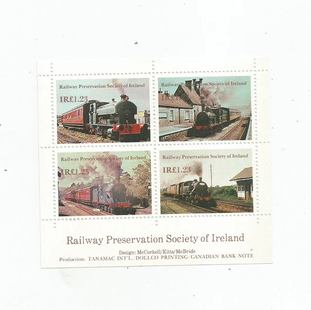 MINI SHEET OF 4 railway preservation society of ireland railway letter
