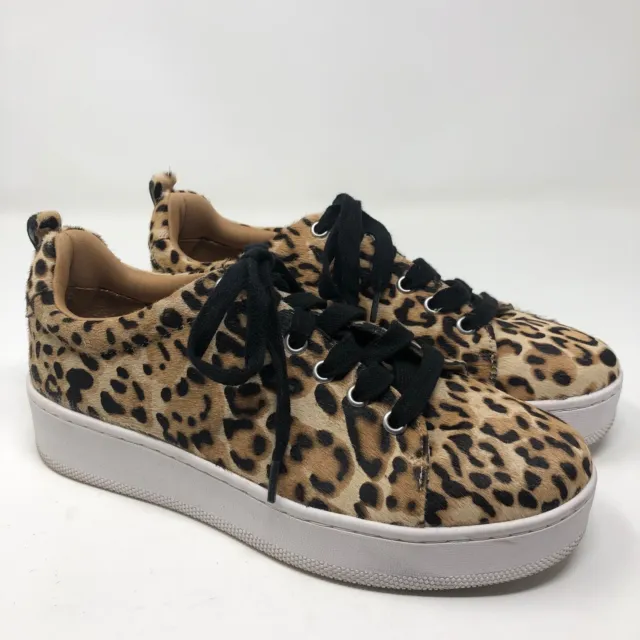 Halogen Sneakers Womens 8 Cheetah Print Calf Hair Lace Up Comfort Casual