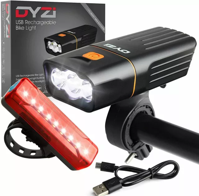 Set de Lumières pour Vélo DYZI Rechargeables par USB Étanche chargeur d'appareil