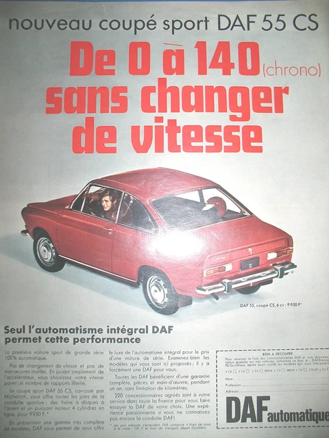 Publicite De Presse Daf 55 Cs Automobile French Ad 1968