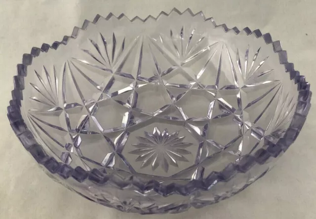 Antique American Brilliant Period ABP Cut Glass Lead Crystal 8” Fruit Bowl