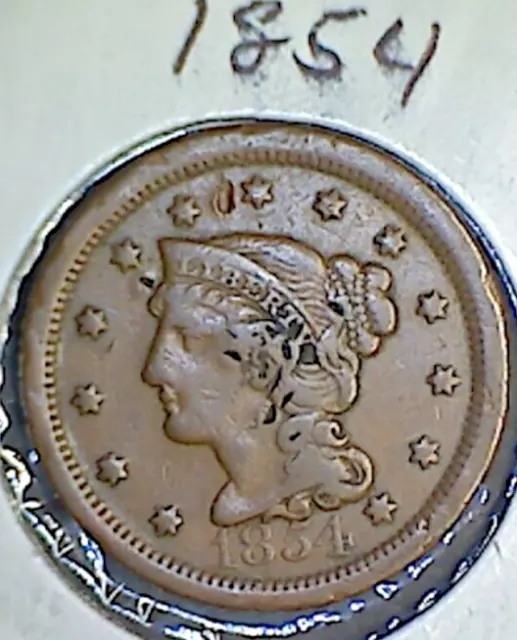 1854 Matron Head Braided Hair Large Cent